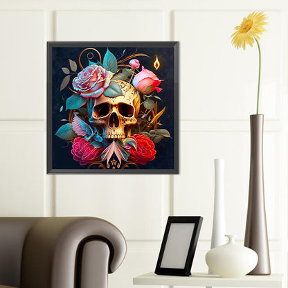 Rose Skull Girl - Full Round Drill Diamond Painting 40*40CM