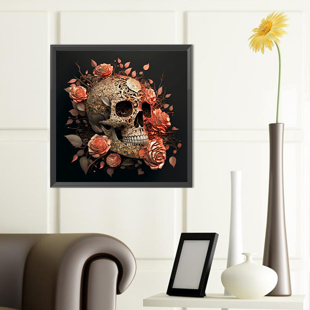 Metal Skull Girl - Full Round Drill Diamond Painting 40*40CM