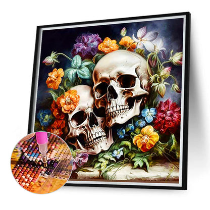 Bouquet Skull Girl - Full Round Drill Diamond Painting 40*40CM