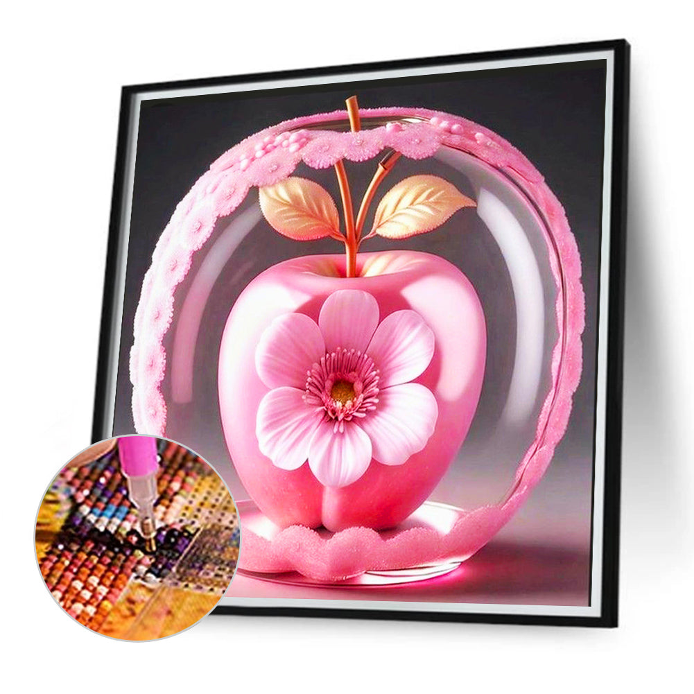 Pink Crystal Apple¡¤Christmas Eve - Full Round Drill Diamond Painting 40*40CM