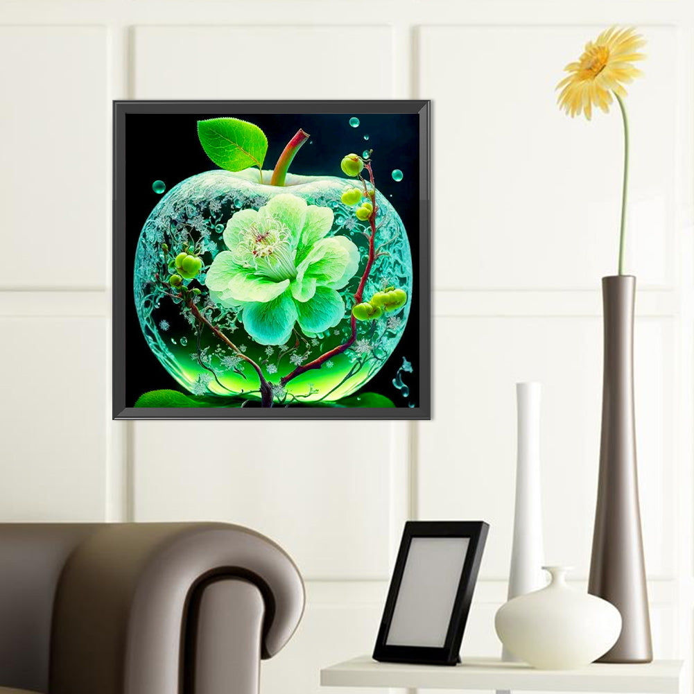 Green Crystal Apple¡¤Christmas Eve - Full Round Drill Diamond Painting 40*40CM