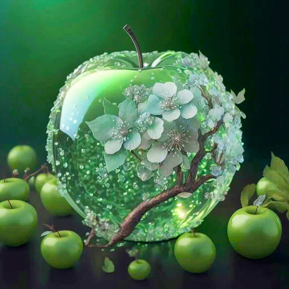 Green Crystal Flower Apple¡¤Christmas Eve - Full Round Drill Diamond Painting 40*40CM