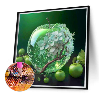 Green Crystal Flower Apple¡¤Christmas Eve - Full Round Drill Diamond Painting 40*40CM