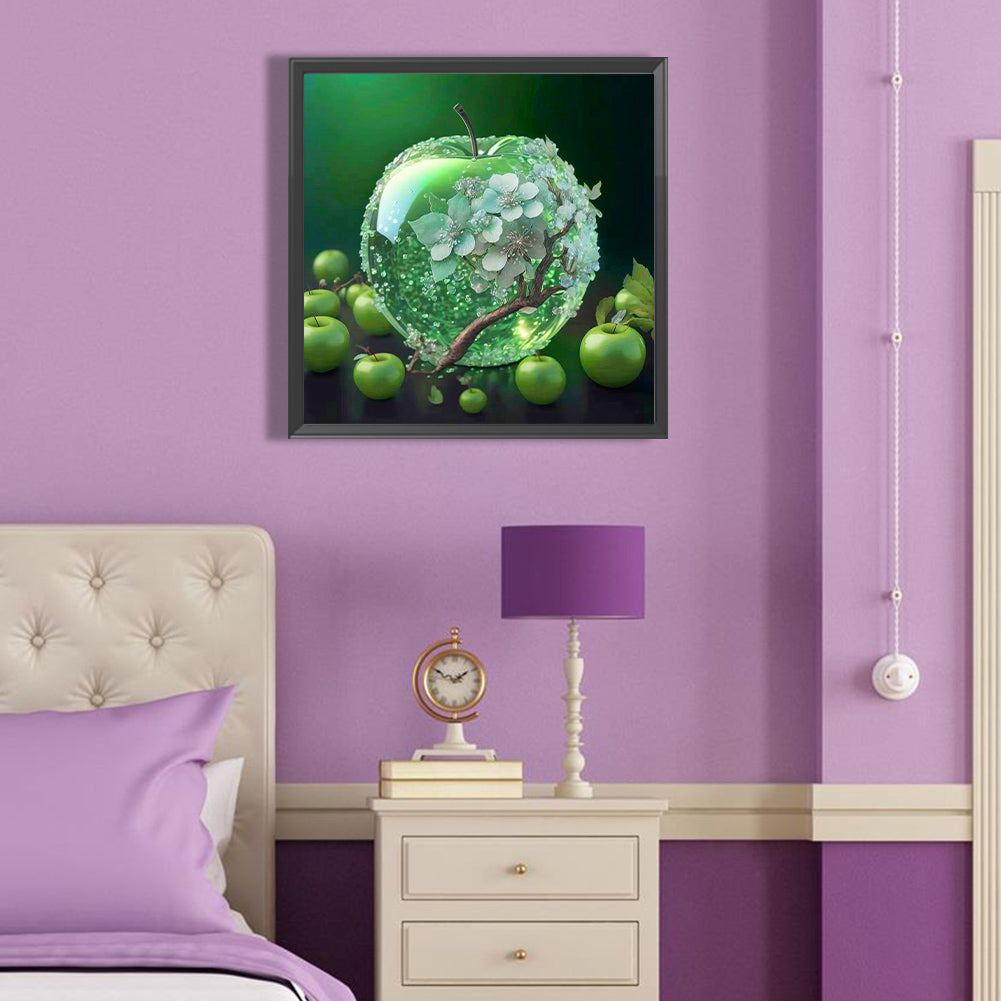 Green Crystal Flower Apple¡¤Christmas Eve - Full Round Drill Diamond Painting 40*40CM