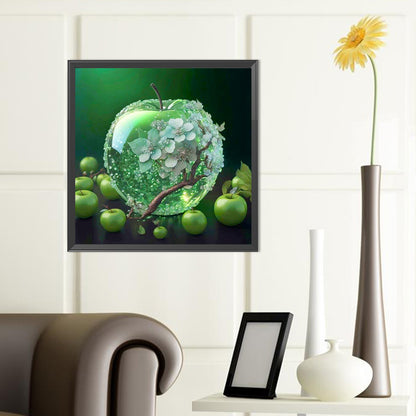 Green Crystal Flower Apple¡¤Christmas Eve - Full Round Drill Diamond Painting 40*40CM