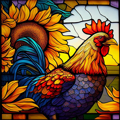 Glass Painting-Rooster - 11CT Stamped Cross Stitch 40*40CM