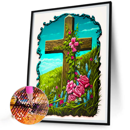 Cross On The Mountain - Full Round Drill Diamond Painting 40*50CM