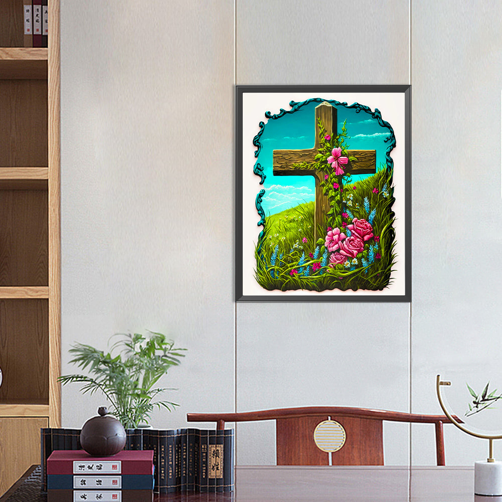 Cross On The Mountain - Full Round Drill Diamond Painting 40*50CM