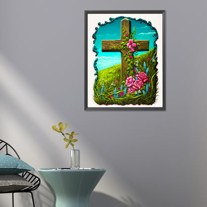 Cross On The Mountain - Full Round Drill Diamond Painting 40*50CM