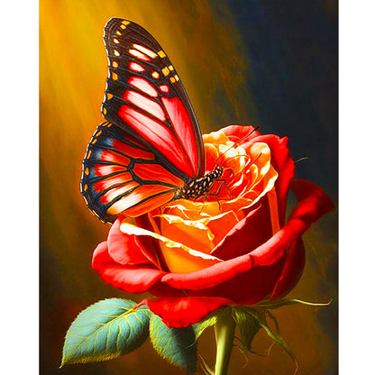 Butterflies And Roses - Full Round Drill Diamond Painting 40*50CM