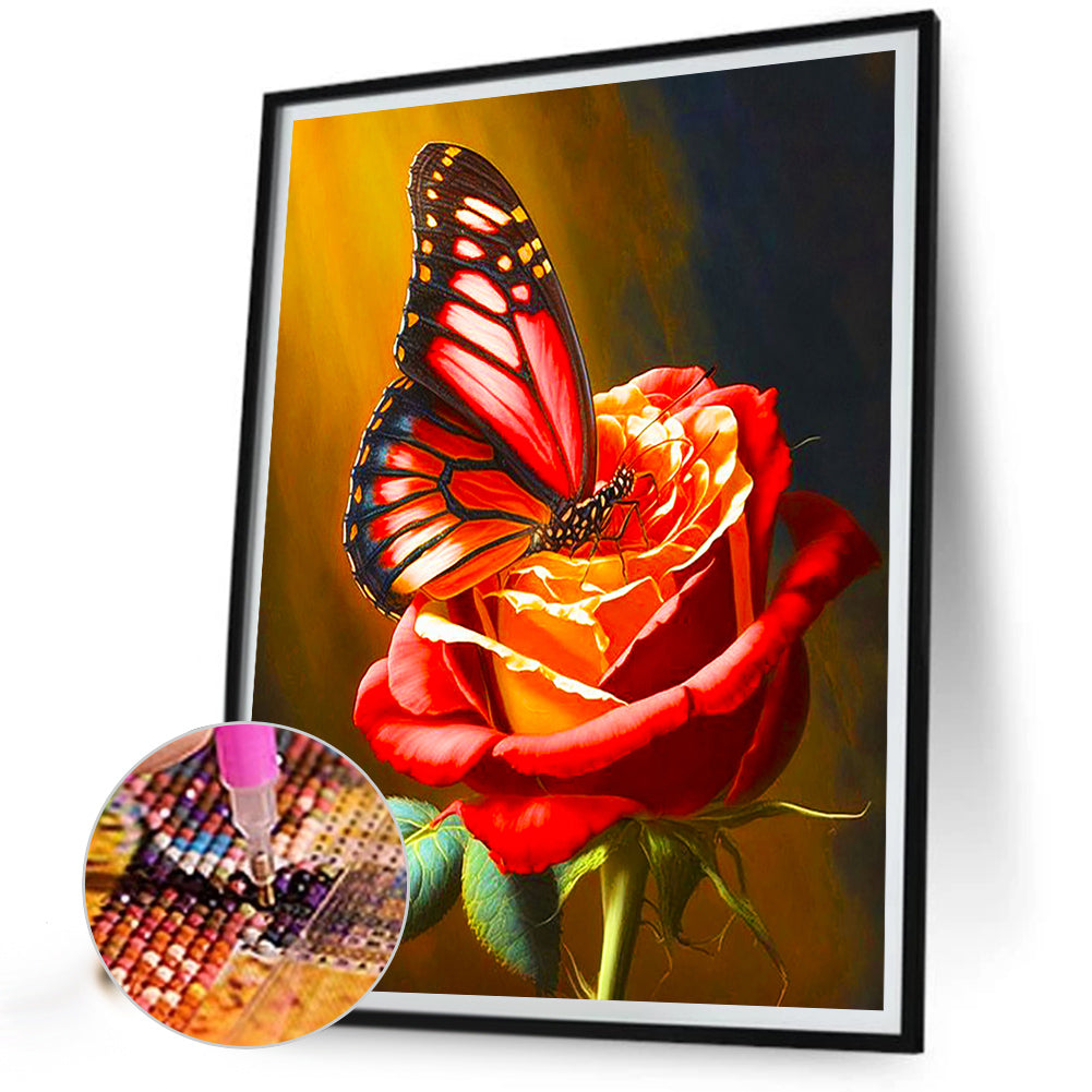 Butterflies And Roses - Full Round Drill Diamond Painting 40*50CM