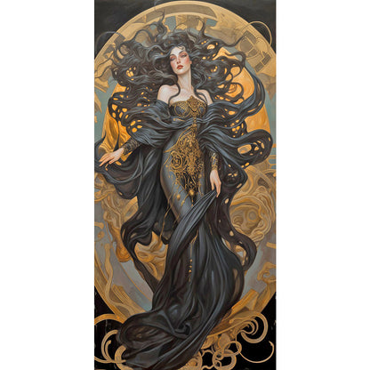 Black Robed Dharma Woman - Full Round Drill Diamond Painting 40*80CM