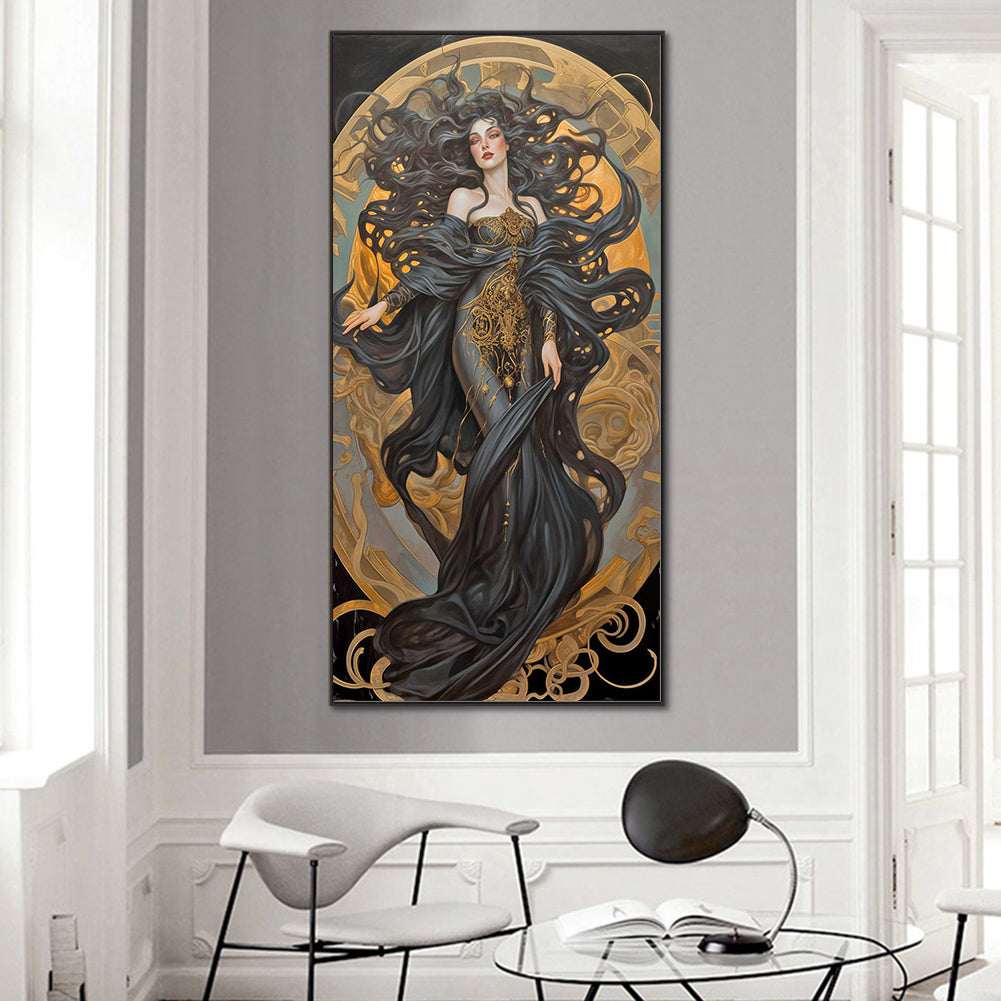 Black Robed Dharma Woman - Full Round Drill Diamond Painting 40*80CM