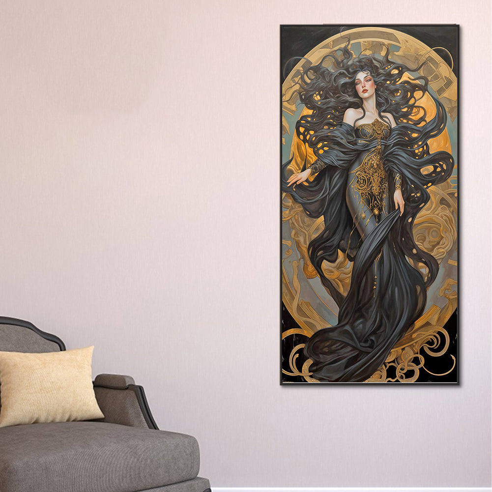 Black Robed Dharma Woman - Full Round Drill Diamond Painting 40*80CM