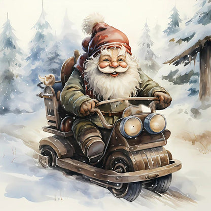 Santa Claus Riding A Bike - Full Round Drill Diamond Painting 40*40CM