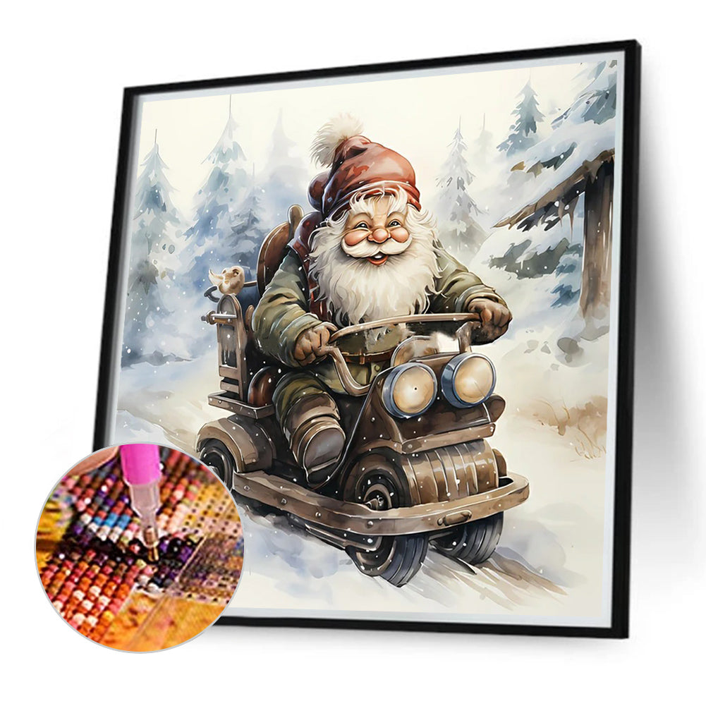 Santa Claus Riding A Bike - Full Round Drill Diamond Painting 40*40CM