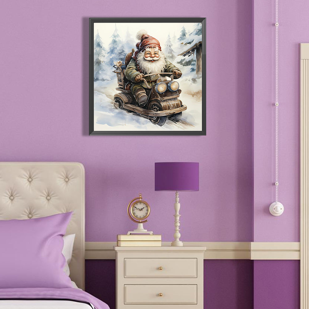 Santa Claus Riding A Bike - Full Round Drill Diamond Painting 40*40CM