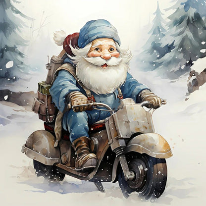 Santa Claus Riding A Bike - Full Round Drill Diamond Painting 40*40CM