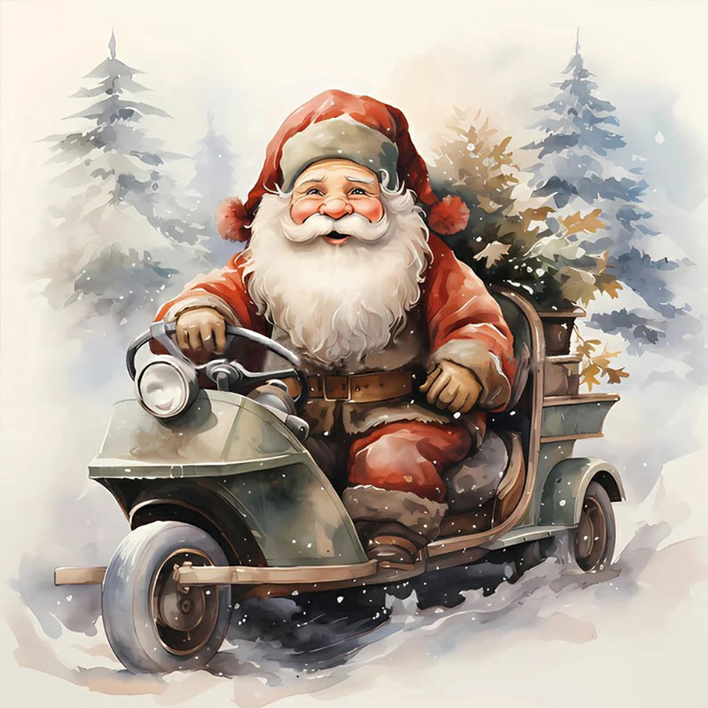 Santa Claus Riding A Bike - Full Round Drill Diamond Painting 40*40CM