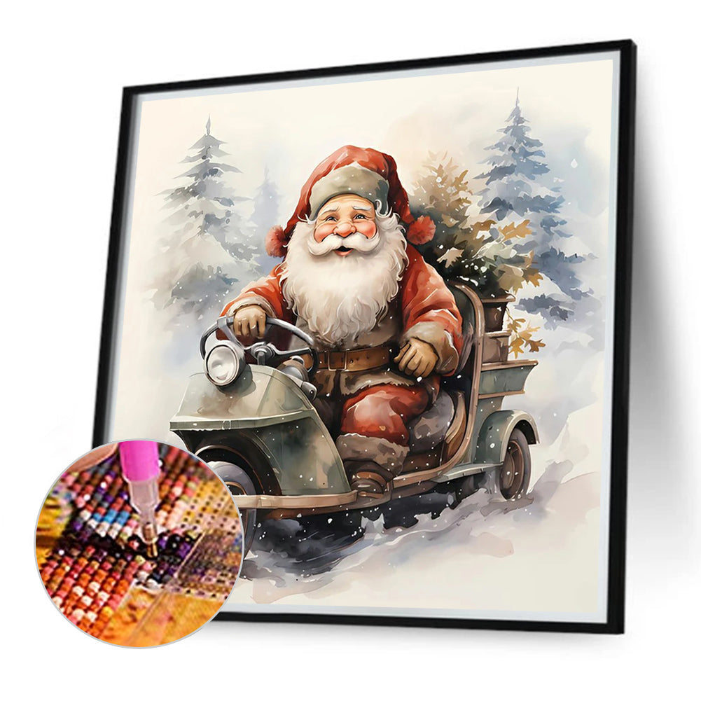 Santa Claus Riding A Bike - Full Round Drill Diamond Painting 40*40CM