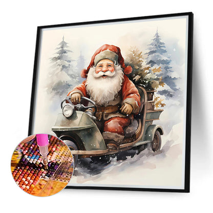 Santa Claus Riding A Bike - Full Round Drill Diamond Painting 40*40CM