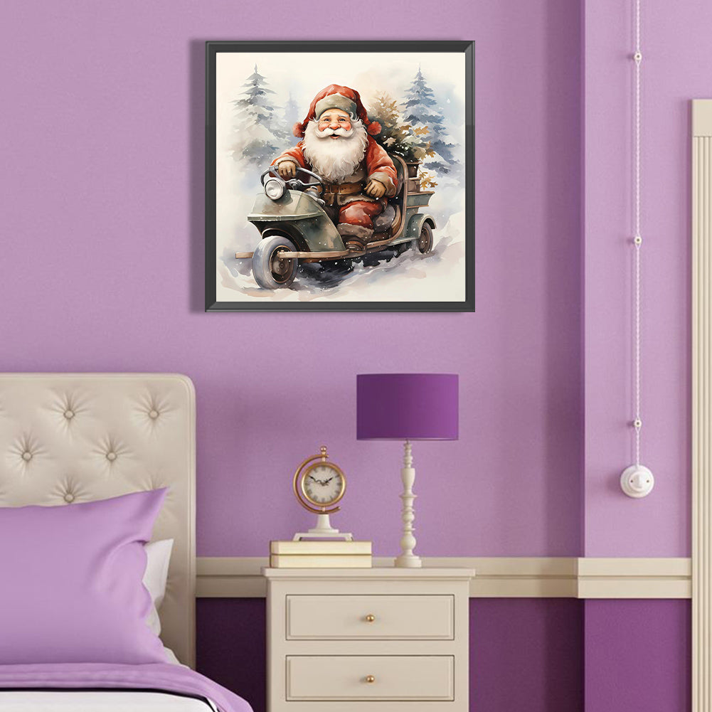 Santa Claus Riding A Bike - Full Round Drill Diamond Painting 40*40CM