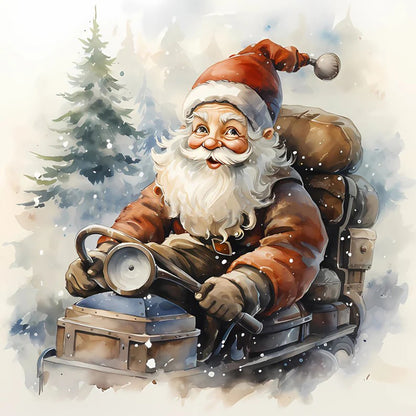 Santa Claus Riding A Bike - Full Round Drill Diamond Painting 40*40CM