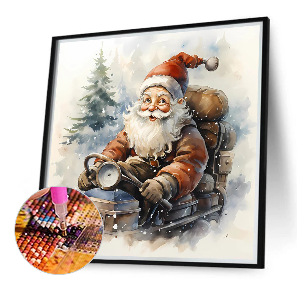 Santa Claus Riding A Bike - Full Round Drill Diamond Painting 40*40CM