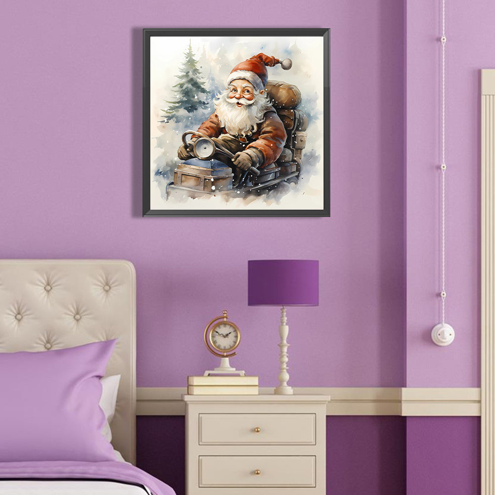 Santa Claus Riding A Bike - Full Round Drill Diamond Painting 40*40CM