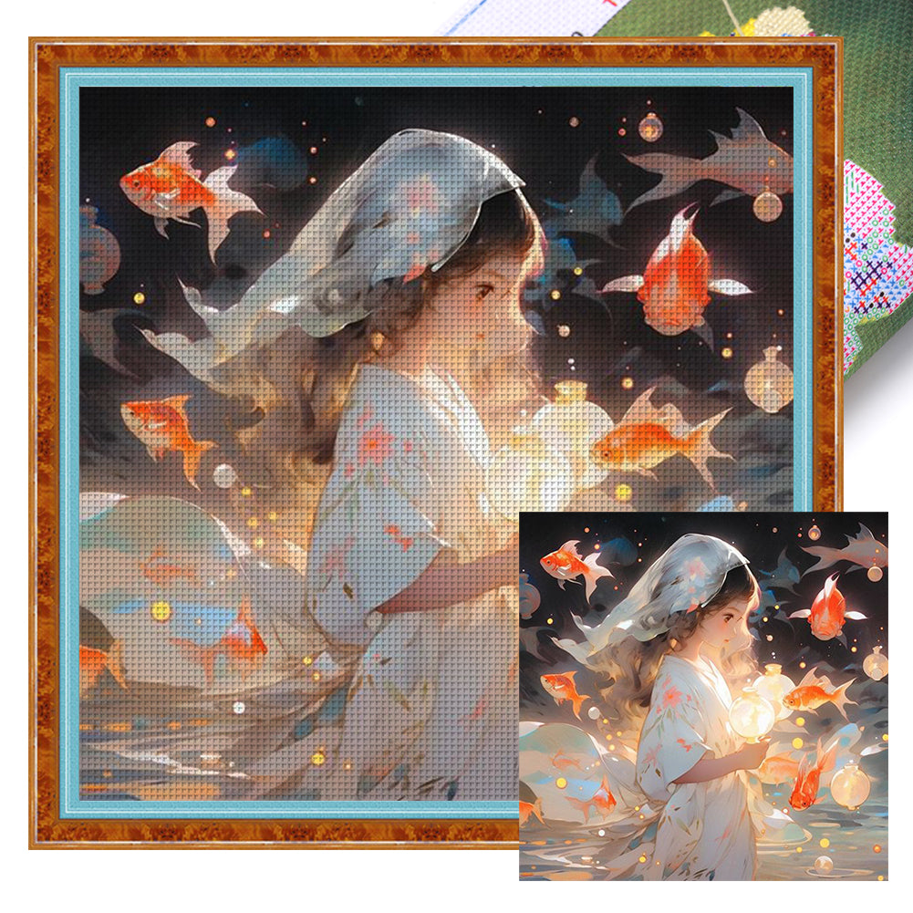 Girl - 11CT Stamped Cross Stitch 50*50CM