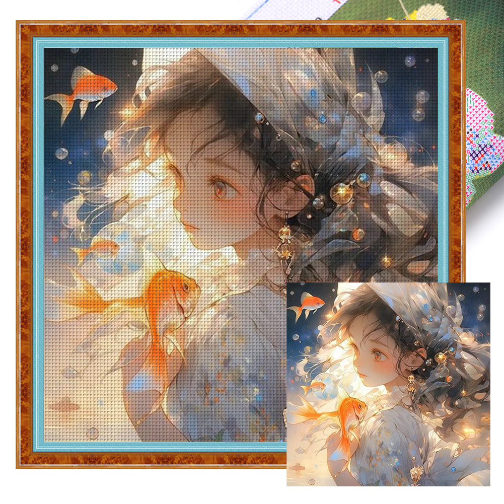 Girl - 11CT Stamped Cross Stitch 50*50CM