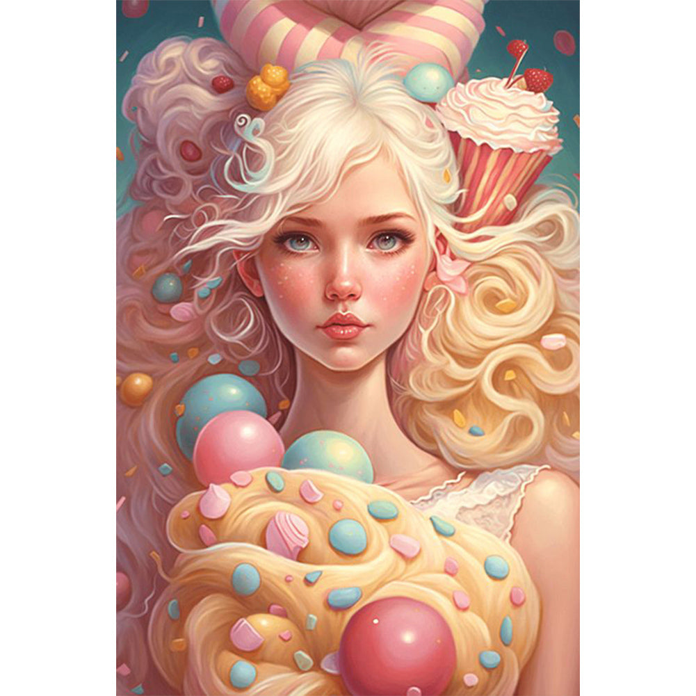 Ice Cream Girl - Full Round AB Drill Diamond Painting 40*60CM