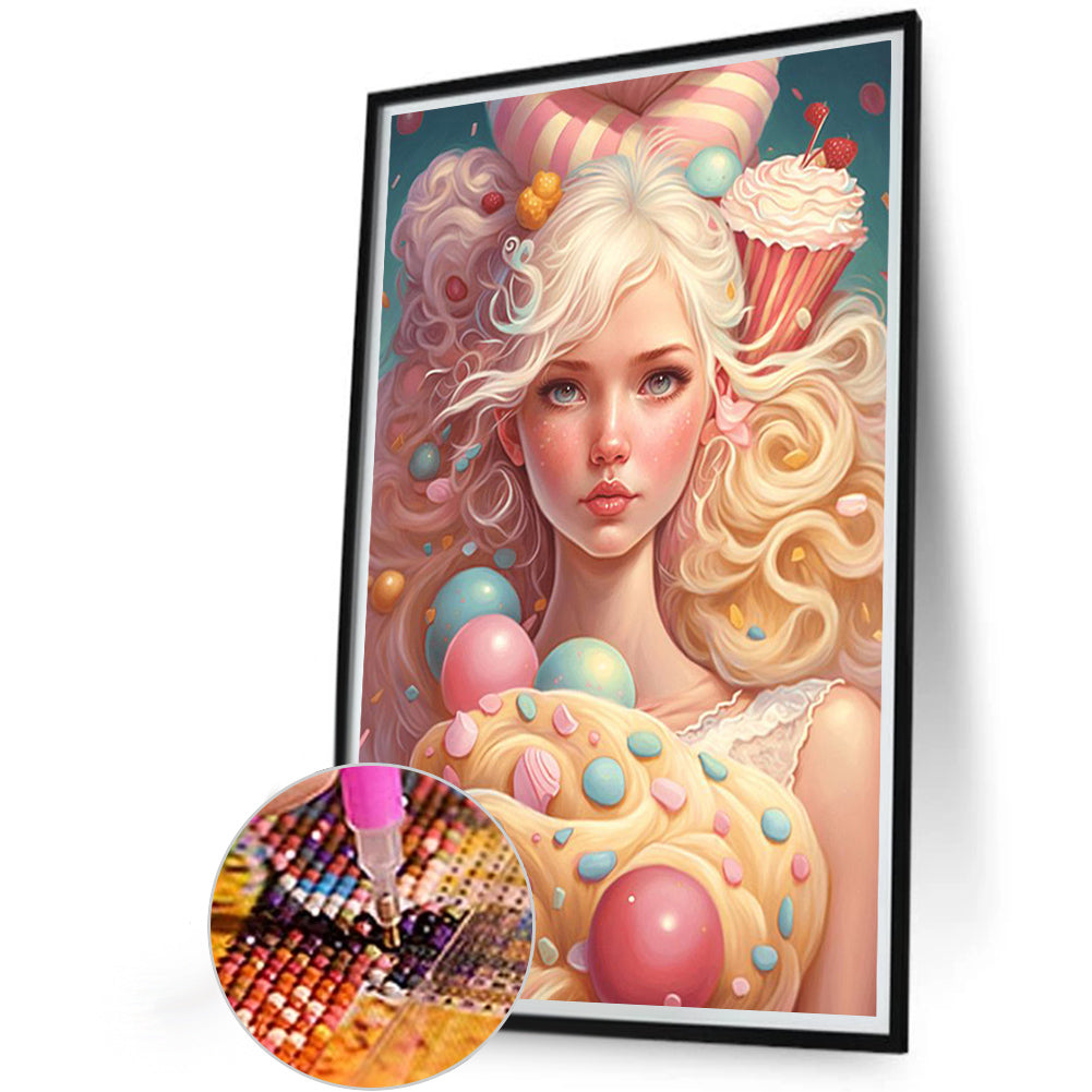 Ice Cream Girl - Full Round AB Drill Diamond Painting 40*60CM