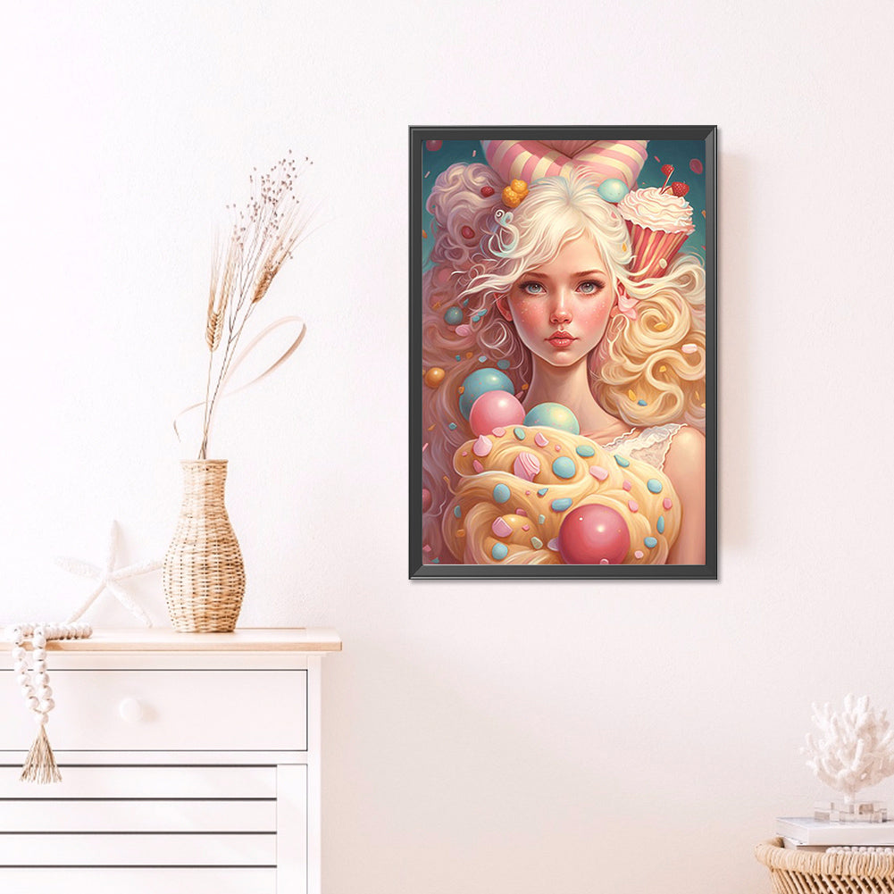 Ice Cream Girl - Full Round AB Drill Diamond Painting 40*60CM