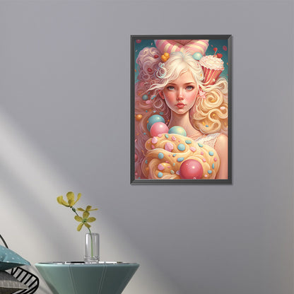 Ice Cream Girl - Full Round AB Drill Diamond Painting 40*60CM