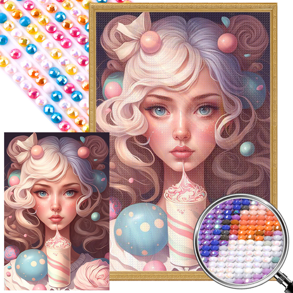 Ice Cream Girl - Full Round AB Drill Diamond Painting 40*60CM