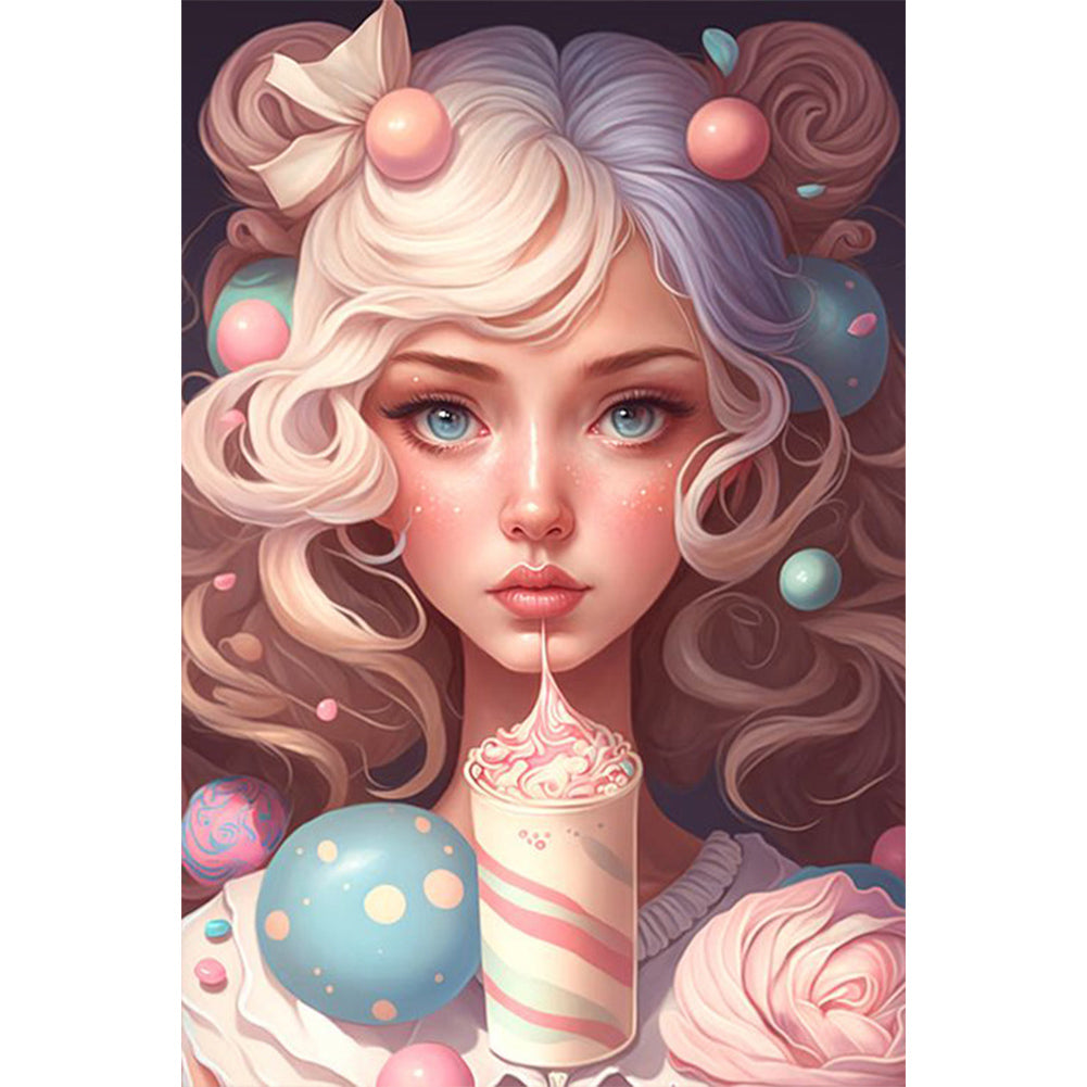 Ice Cream Girl - Full Round AB Drill Diamond Painting 40*60CM