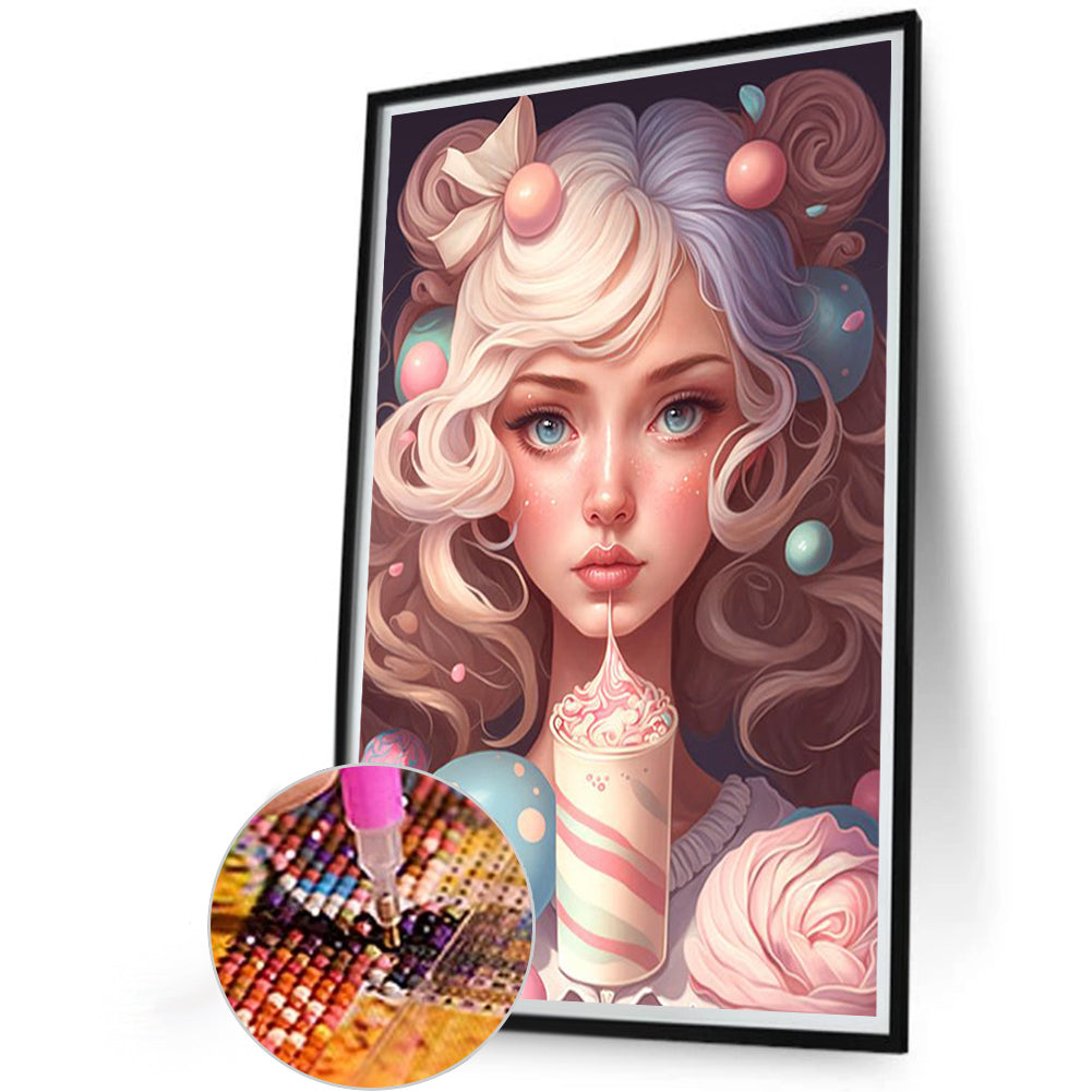 Ice Cream Girl - Full Round AB Drill Diamond Painting 40*60CM