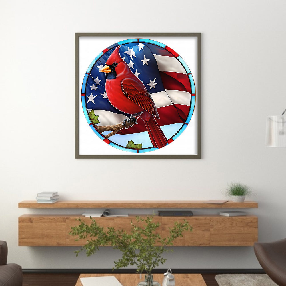 American Flag - Cardinal - 11CT Stamped Cross Stitch 40*40CM