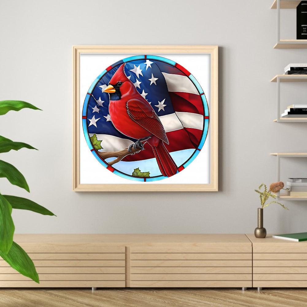 American Flag - Cardinal - 11CT Stamped Cross Stitch 40*40CM