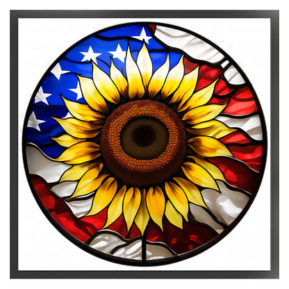 American Flag - Sunflower - 11CT Stamped Cross Stitch 40*40CM