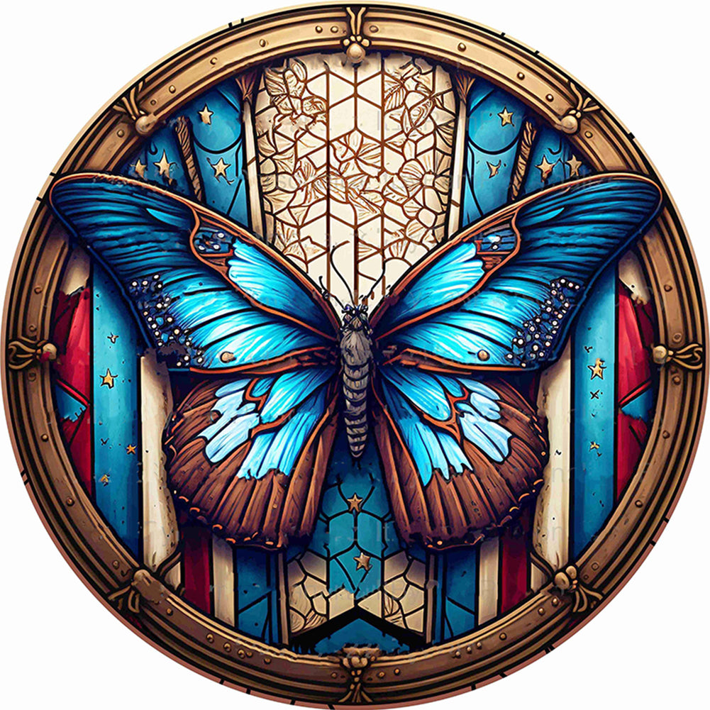 American Flag - Butterfly - 11CT Stamped Cross Stitch 40*40CM