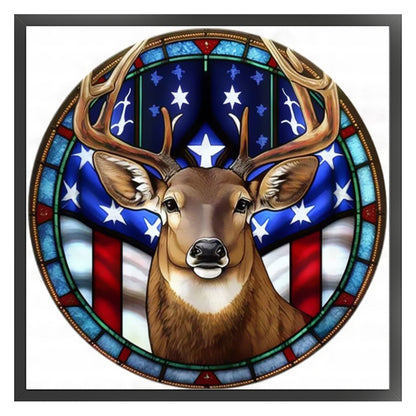 American Flag - Elk - 11CT Stamped Cross Stitch 40*40CM