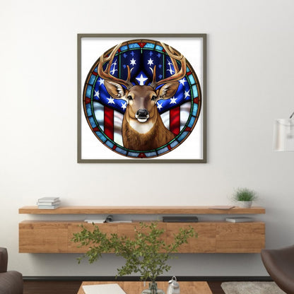 American Flag - Elk - 11CT Stamped Cross Stitch 40*40CM