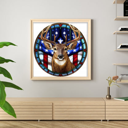 American Flag - Elk - 11CT Stamped Cross Stitch 40*40CM