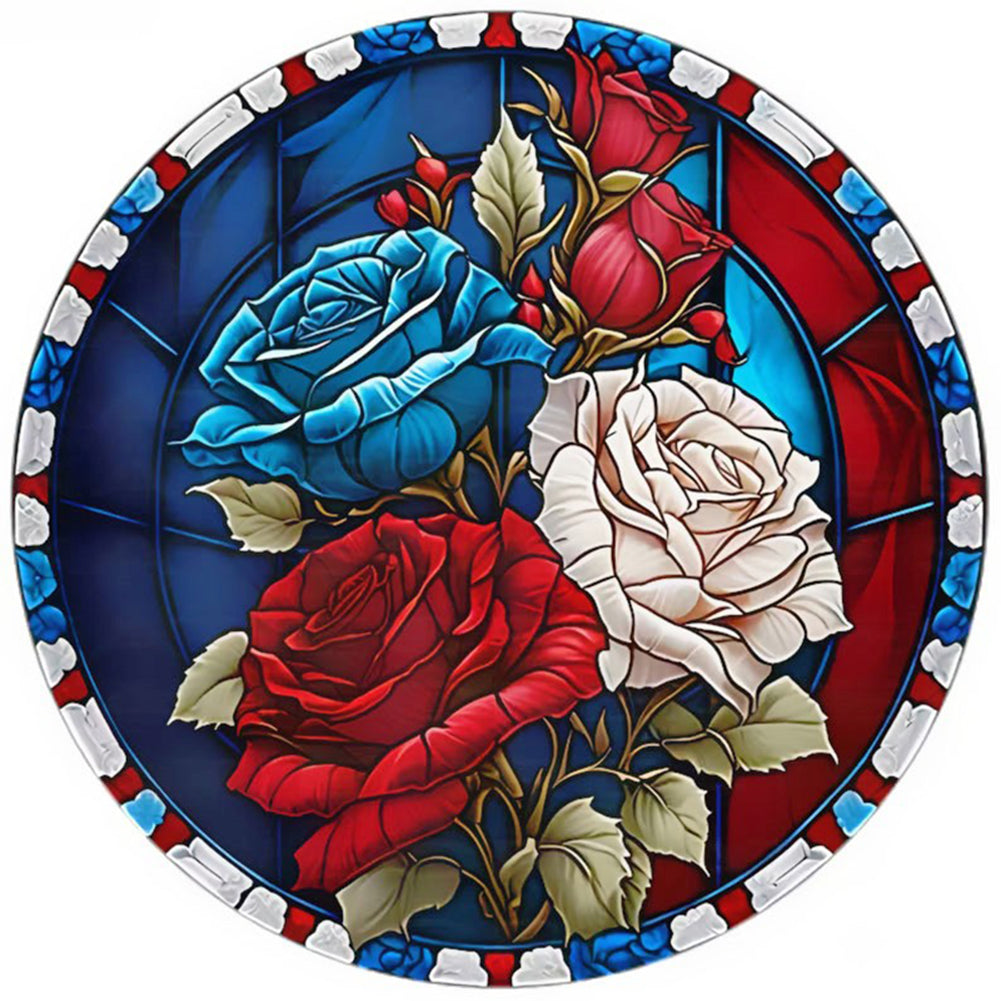 American Flag-Rose - 11CT Stamped Cross Stitch 40*40CM