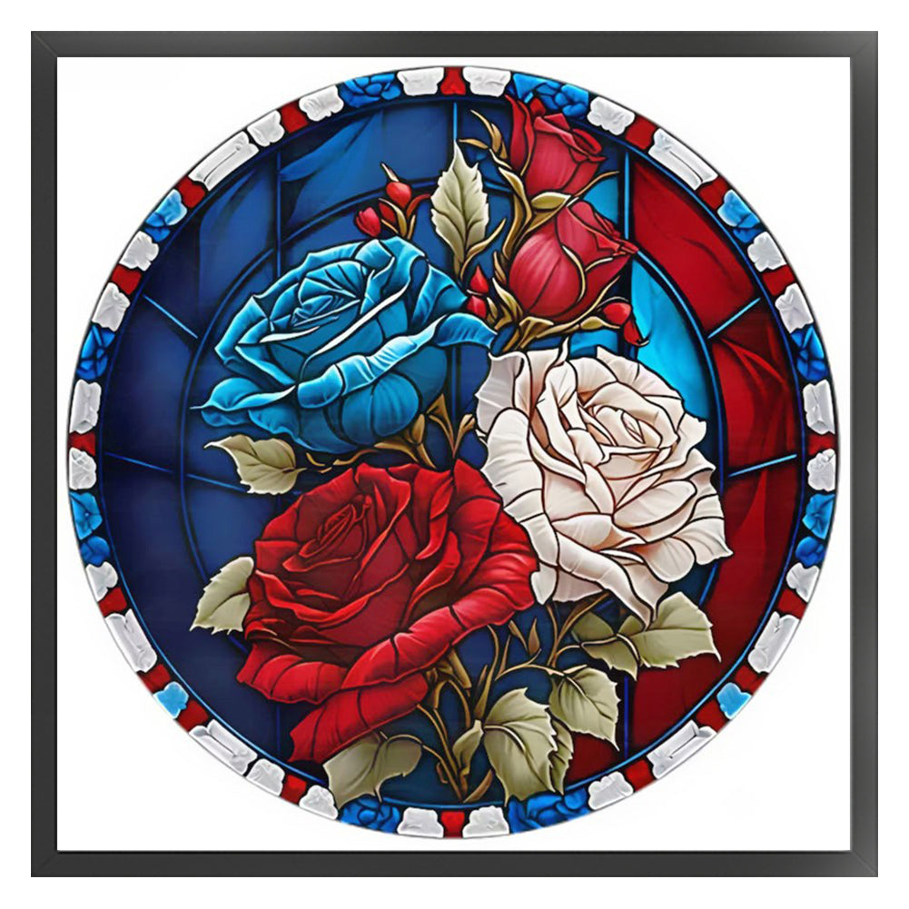 American Flag-Rose - 11CT Stamped Cross Stitch 40*40CM