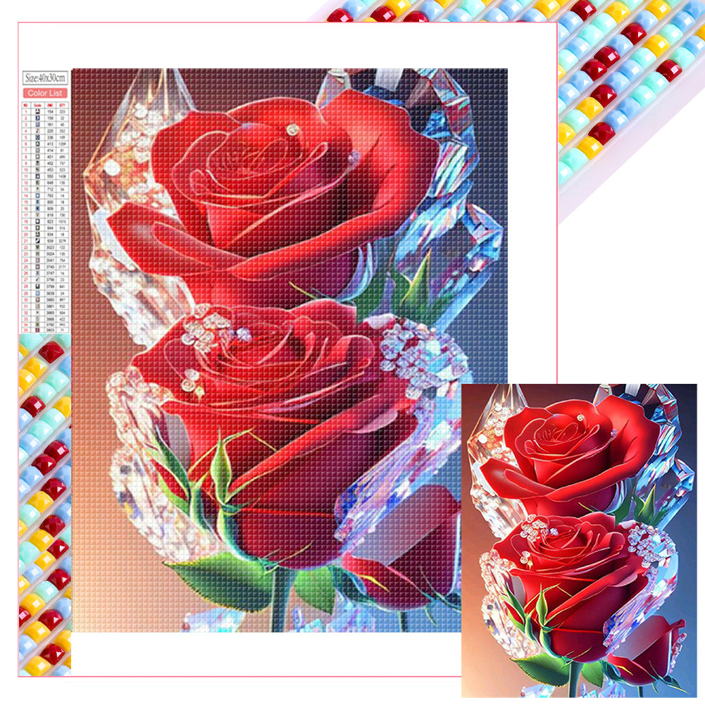 Ice Cube Rose - Full Square Drill Diamond Painting 30*40CM