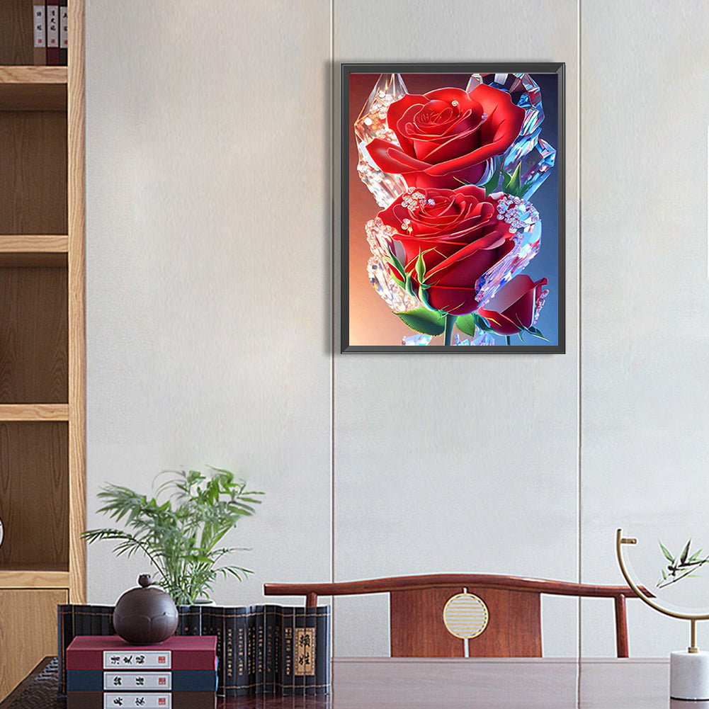 Ice Cube Rose - Full Square Drill Diamond Painting 30*40CM