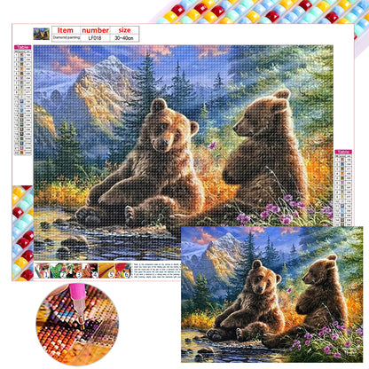 Forest Brown Bear - Full Square Drill Diamond Painting 40*30CM